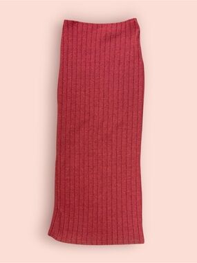 Ribbed Maxi Pencil Skirt - Dusty Rose Pink